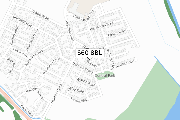 S60 8BL map - large scale - OS Open Zoomstack (Ordnance Survey)