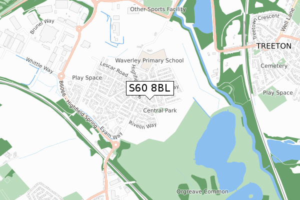 S60 8BL map - small scale - OS Open Zoomstack (Ordnance Survey)