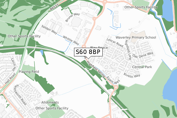 S60 8BP map - small scale - OS Open Zoomstack (Ordnance Survey)