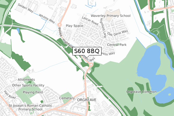 S60 8BQ map - small scale - OS Open Zoomstack (Ordnance Survey)