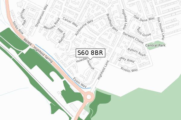 S60 8BR map - large scale - OS Open Zoomstack (Ordnance Survey)