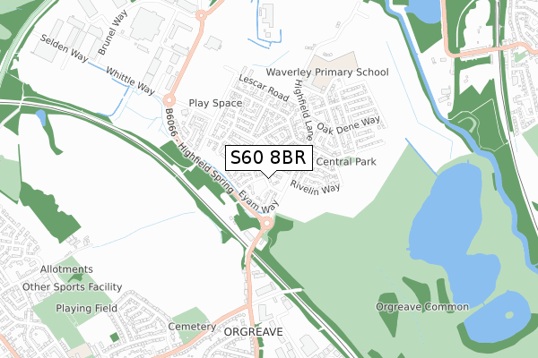 S60 8BR map - small scale - OS Open Zoomstack (Ordnance Survey)