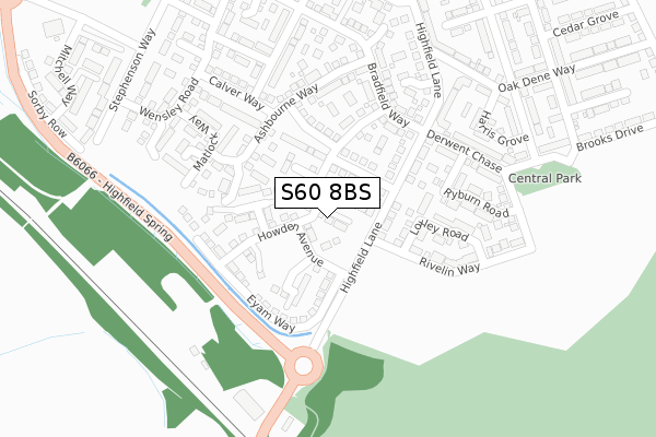 S60 8BS map - large scale - OS Open Zoomstack (Ordnance Survey)