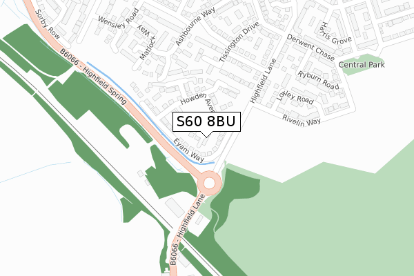 S60 8BU map - large scale - OS Open Zoomstack (Ordnance Survey)