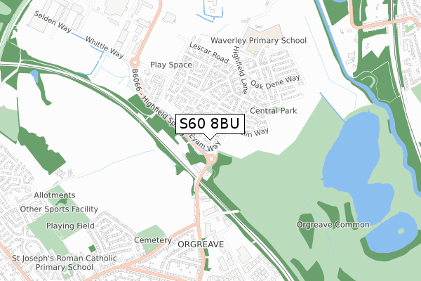 S60 8BU map - small scale - OS Open Zoomstack (Ordnance Survey)