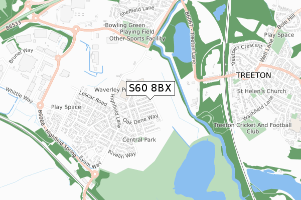 S60 8BX map - small scale - OS Open Zoomstack (Ordnance Survey)