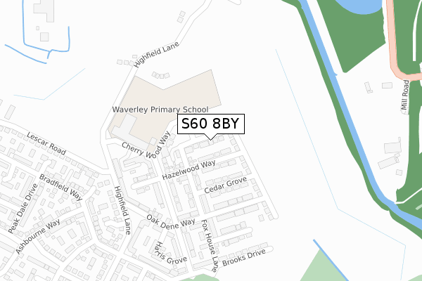 S60 8BY map - large scale - OS Open Zoomstack (Ordnance Survey)