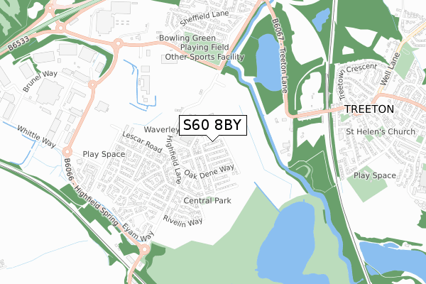 S60 8BY map - small scale - OS Open Zoomstack (Ordnance Survey)