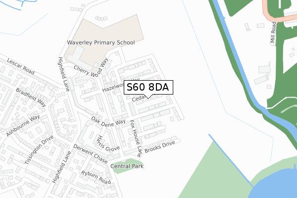 S60 8DA map - large scale - OS Open Zoomstack (Ordnance Survey)