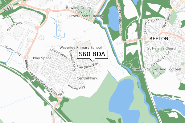 S60 8DA map - small scale - OS Open Zoomstack (Ordnance Survey)