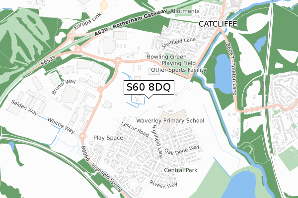 S60 8DQ map - small scale - OS Open Zoomstack (Ordnance Survey)