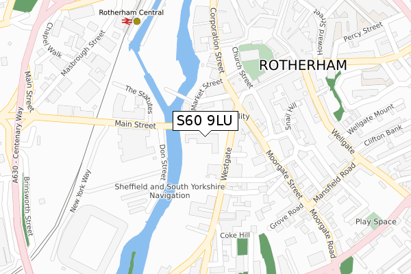 S60 9LU map - large scale - OS Open Zoomstack (Ordnance Survey)