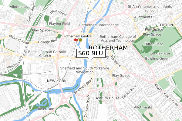 S60 9LU map - small scale - OS Open Zoomstack (Ordnance Survey)