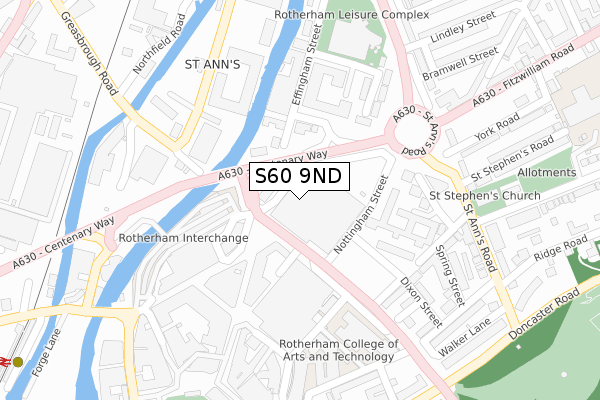 S60 9ND map - large scale - OS Open Zoomstack (Ordnance Survey)