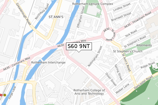 S60 9NT map - large scale - OS Open Zoomstack (Ordnance Survey)