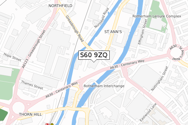 S60 9ZQ map - large scale - OS Open Zoomstack (Ordnance Survey)