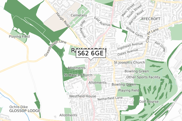 S62 6GE map - small scale - OS Open Zoomstack (Ordnance Survey)