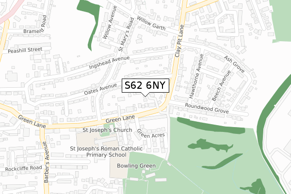 S62 6NY map - large scale - OS Open Zoomstack (Ordnance Survey)