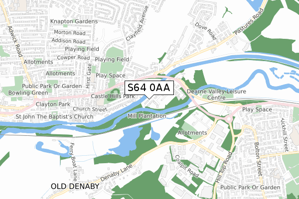 S64 0AA map - small scale - OS Open Zoomstack (Ordnance Survey)