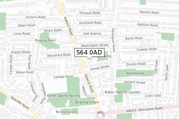 S64 0AD map - large scale - OS Open Zoomstack (Ordnance Survey)