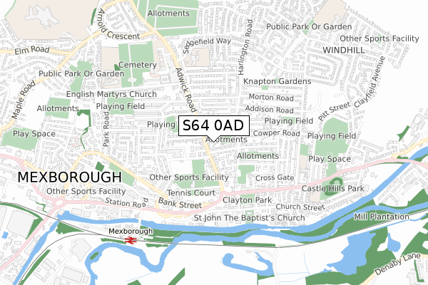 S64 0AD map - small scale - OS Open Zoomstack (Ordnance Survey)