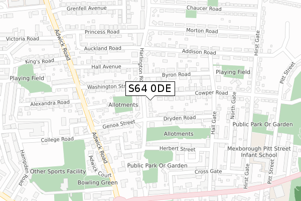 S64 0DE map - large scale - OS Open Zoomstack (Ordnance Survey)