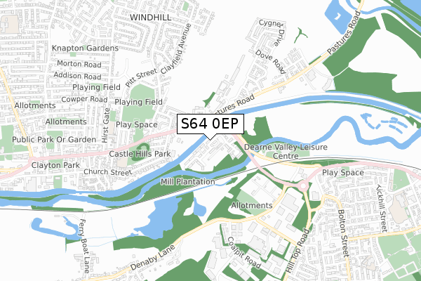 S64 0EP map - small scale - OS Open Zoomstack (Ordnance Survey)