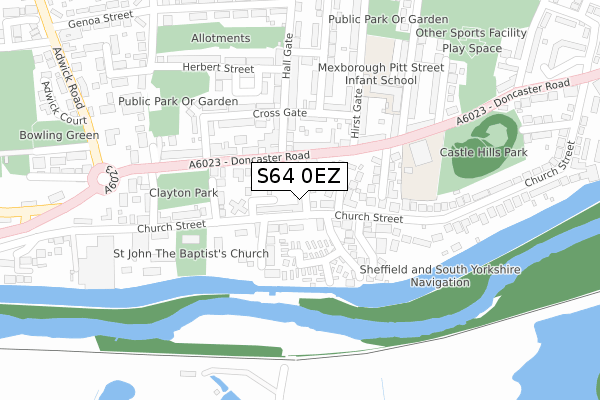 S64 0EZ map - large scale - OS Open Zoomstack (Ordnance Survey)