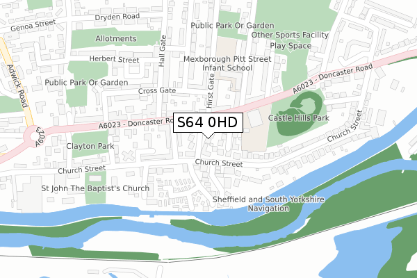 S64 0HD map - large scale - OS Open Zoomstack (Ordnance Survey)