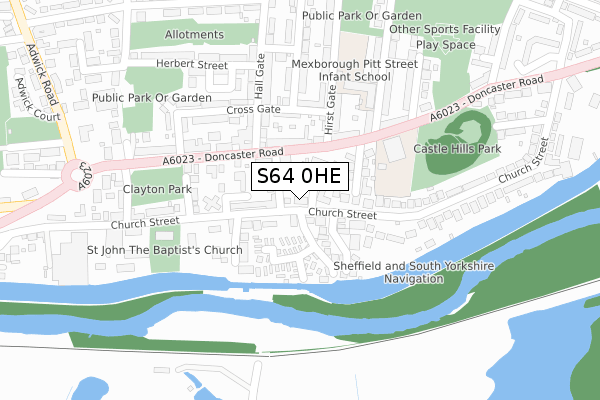 S64 0HE map - large scale - OS Open Zoomstack (Ordnance Survey)