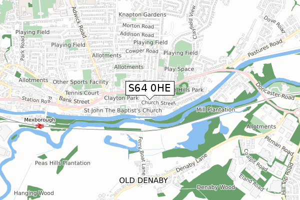 S64 0HE map - small scale - OS Open Zoomstack (Ordnance Survey)