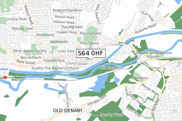 S64 0HF map - small scale - OS Open Zoomstack (Ordnance Survey)