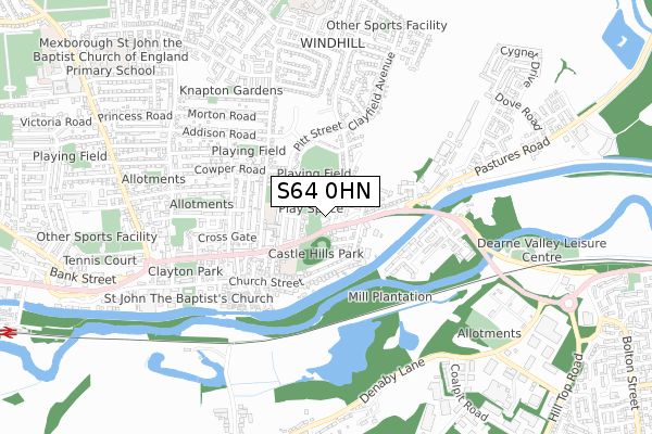 S64 0HN map - small scale - OS Open Zoomstack (Ordnance Survey)