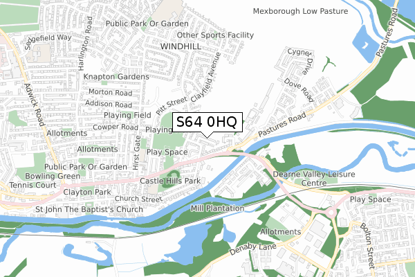 S64 0HQ map - small scale - OS Open Zoomstack (Ordnance Survey)