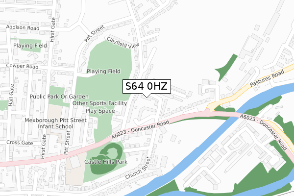 S64 0HZ map - large scale - OS Open Zoomstack (Ordnance Survey)