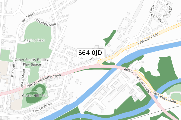 S64 0JD map - large scale - OS Open Zoomstack (Ordnance Survey)