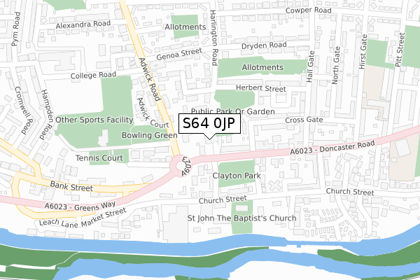 S64 0JP map - large scale - OS Open Zoomstack (Ordnance Survey)