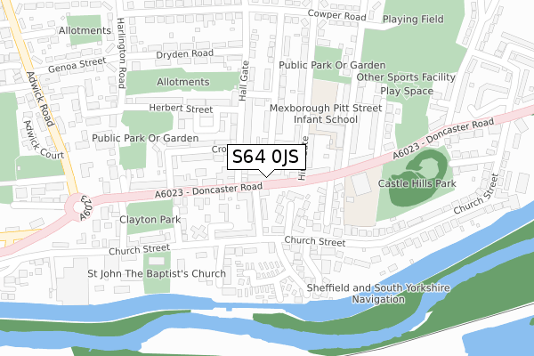 S64 0JS map - large scale - OS Open Zoomstack (Ordnance Survey)