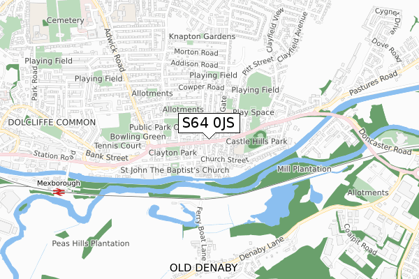 S64 0JS map - small scale - OS Open Zoomstack (Ordnance Survey)