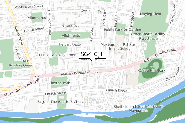 S64 0JT map - large scale - OS Open Zoomstack (Ordnance Survey)