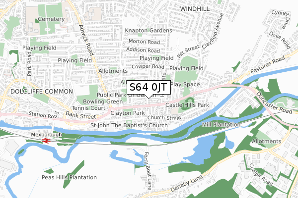 S64 0JT map - small scale - OS Open Zoomstack (Ordnance Survey)