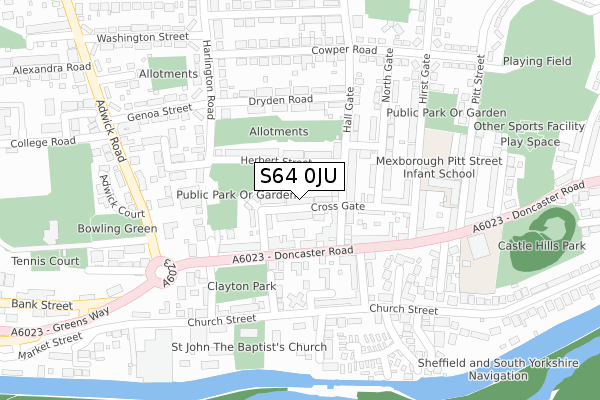 S64 0JU map - large scale - OS Open Zoomstack (Ordnance Survey)