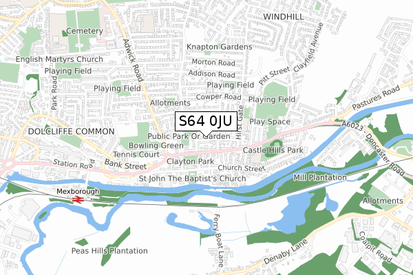 S64 0JU map - small scale - OS Open Zoomstack (Ordnance Survey)