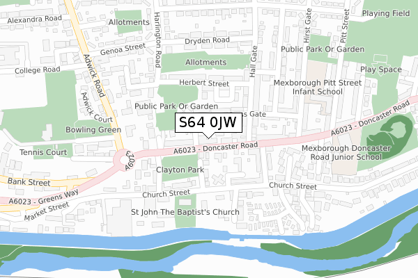 S64 0JW map - large scale - OS Open Zoomstack (Ordnance Survey)