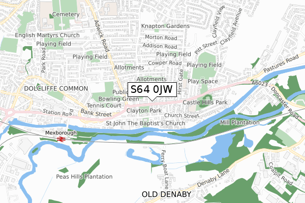 S64 0JW map - small scale - OS Open Zoomstack (Ordnance Survey)