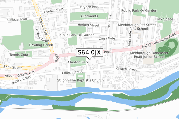 S64 0JX map - large scale - OS Open Zoomstack (Ordnance Survey)