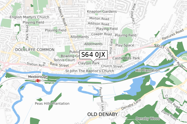 S64 0JX map - small scale - OS Open Zoomstack (Ordnance Survey)