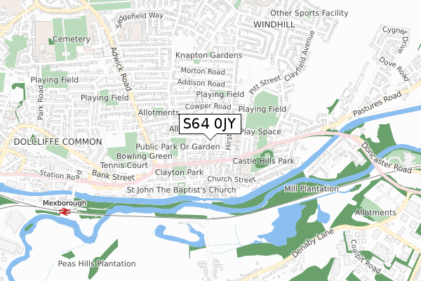 S64 0JY map - small scale - OS Open Zoomstack (Ordnance Survey)