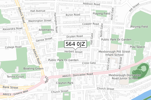 S64 0JZ map - large scale - OS Open Zoomstack (Ordnance Survey)