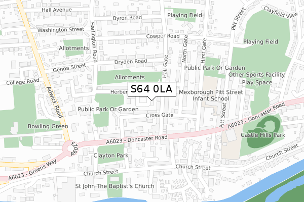 S64 0LA map - large scale - OS Open Zoomstack (Ordnance Survey)